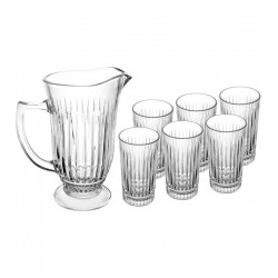 Jogo De Jarra 1l Com 6 Copos 300ml De Vidro Deli Diamante